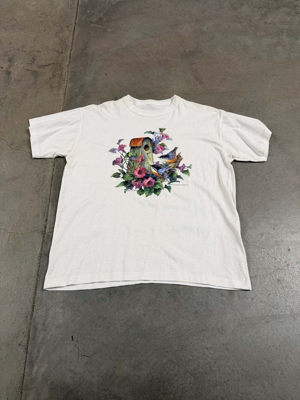Air Waves Vintage Birdhouse T-Shirt White Single Stitch Graphic Tee
